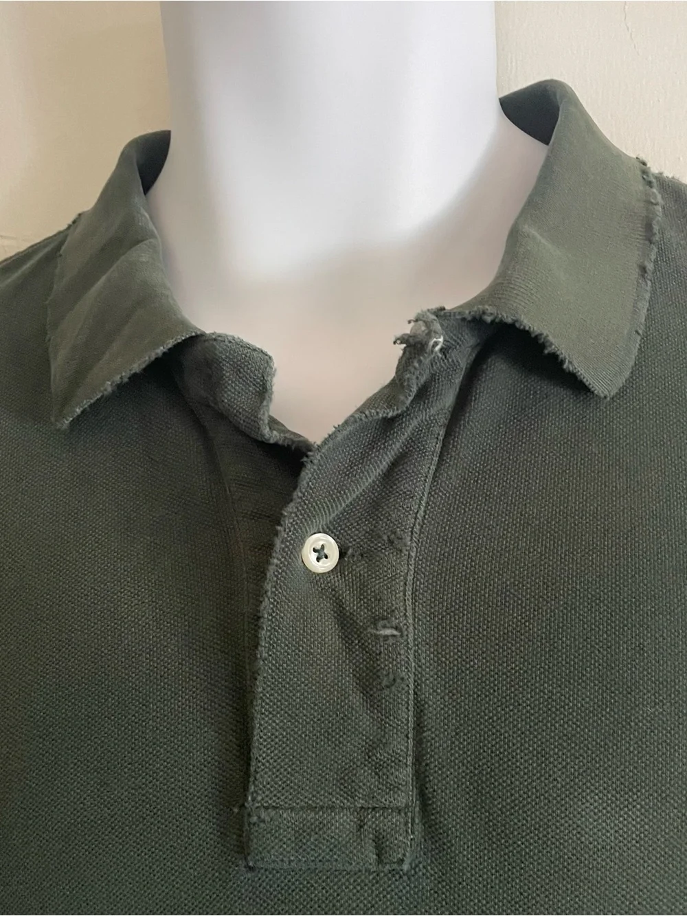 Distressed Ralph Lauren Dark Green Polo with Red Pony Embroidery
